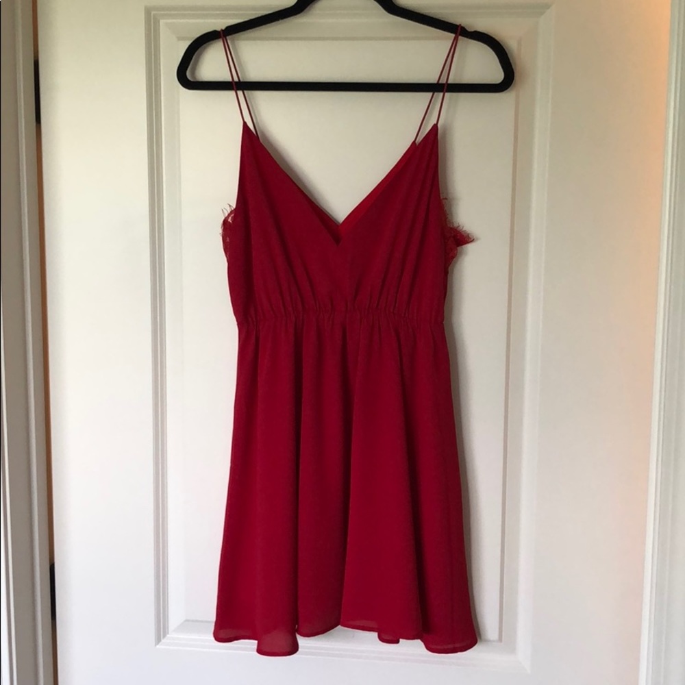 Red Dress with Lace Cutouts